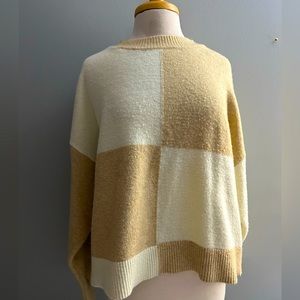 Cream and tan patch oversize sweater